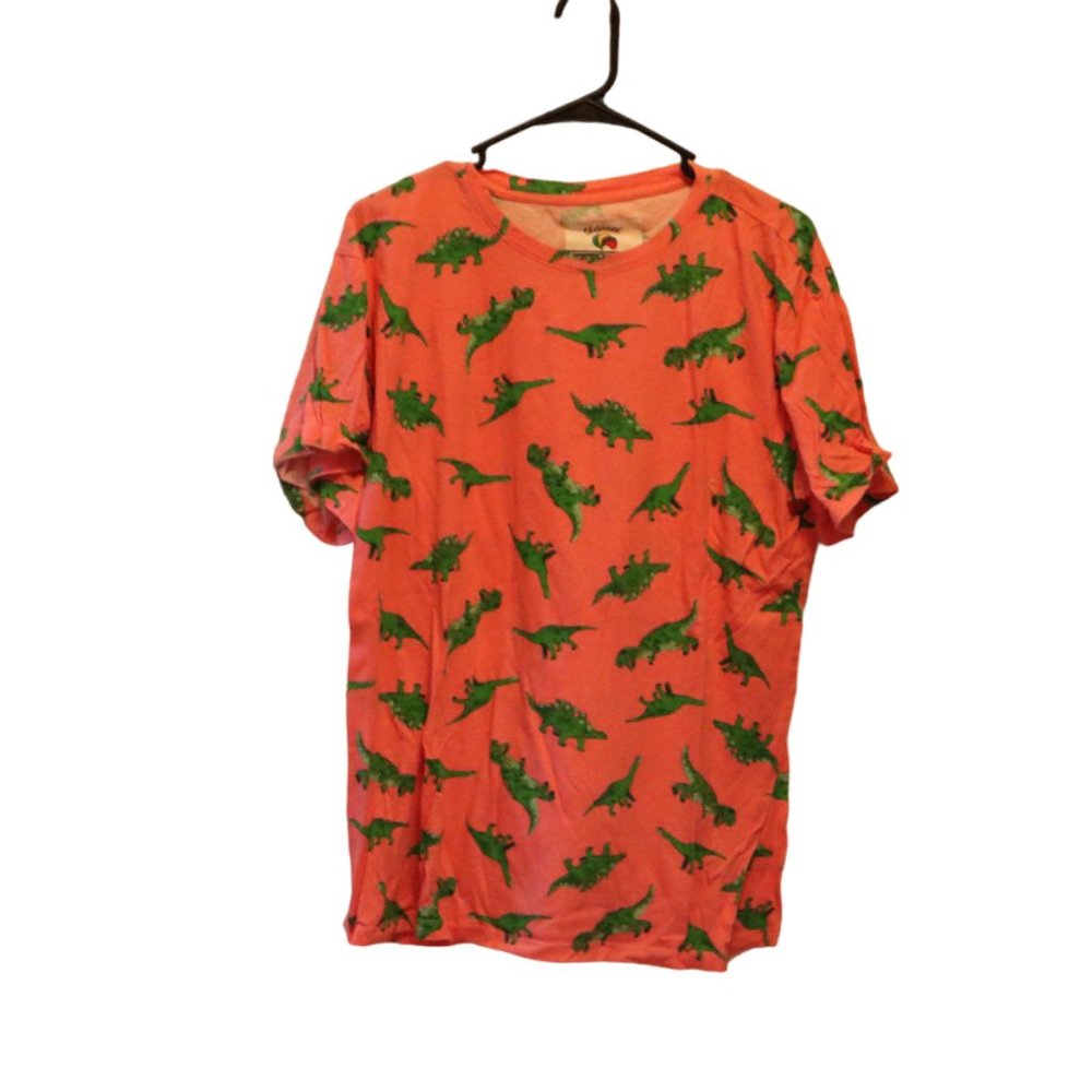 Men's Pink and Green Dinosaur Shirt
